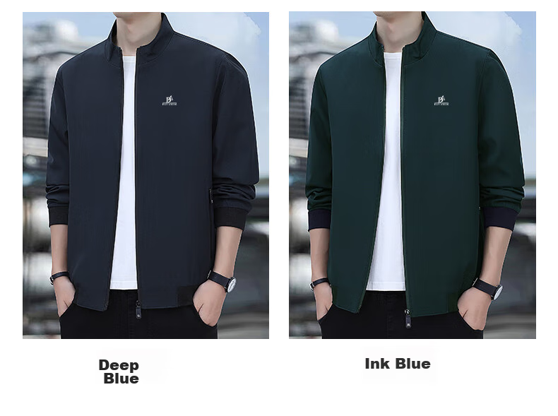 ROMON Jacket for Men, Autumn Outerwear, Stand-Up Collar Executive Jacket, Casual Versatile Loose-Fitting Menswear JK0302 Black L 9