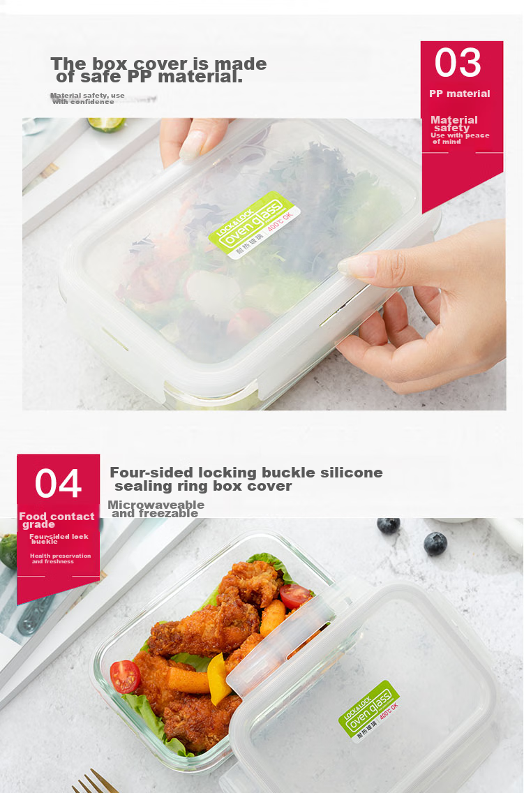 LOCK&LOCK Heat-Resistant Glass Lunch Box Set of Two, Bento Box, Meal Container, Sealed Bowl, Bento Bag, 750ml*2 7