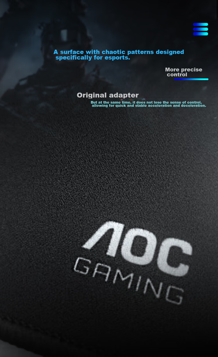 AOC Gaming Mouse Pad Medium Size 300*250*4mm Thickened with Locked Edges for Office Keyboard Computer Desk Pad Black Textured M200 Control Versio 3