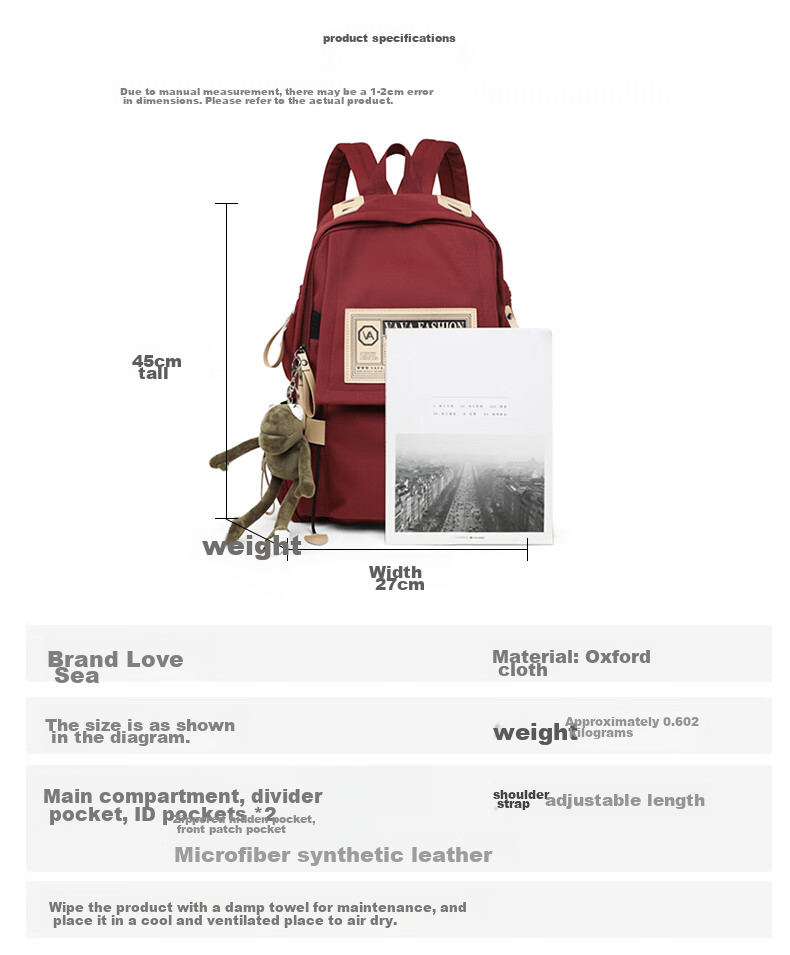 Aiqinghai Backpack for Women, Large Capacity School Bag for Primary, Middle And High School Students, Laptop Backpack for College Students, 15.6-Inch Computer Bag 3