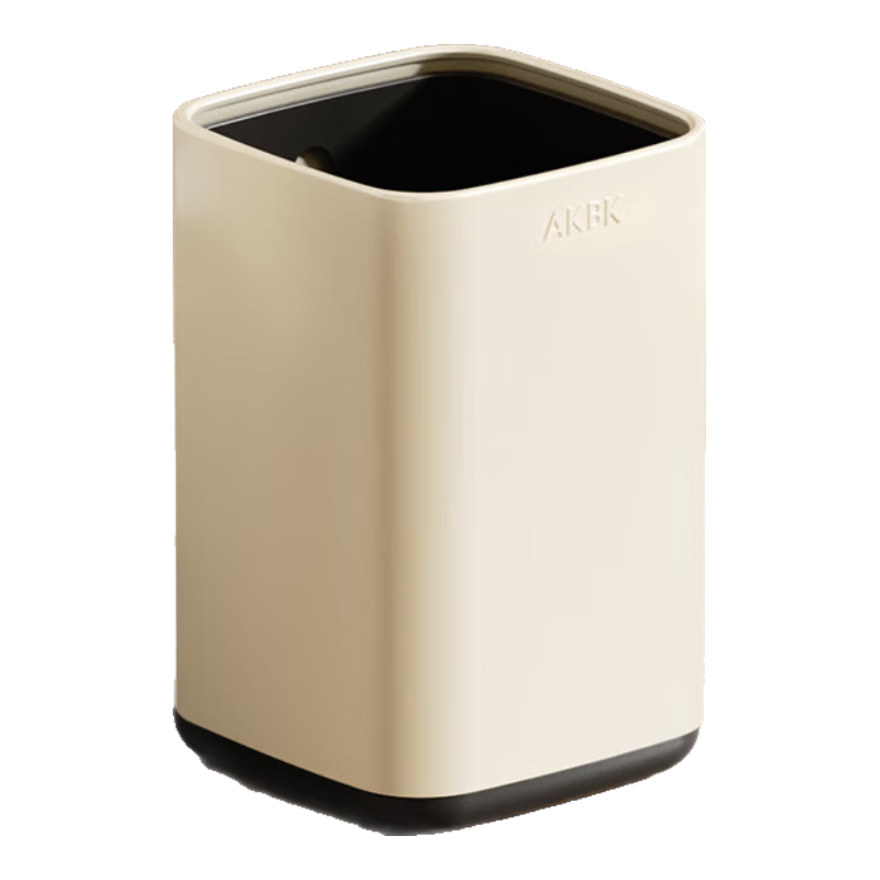 AKBK Stainless Steel Trash Can, 12L, Internet-Famous Cream Style, for Home Living Room Kitchen, Light Luxury Hotel Office, Large Square Size