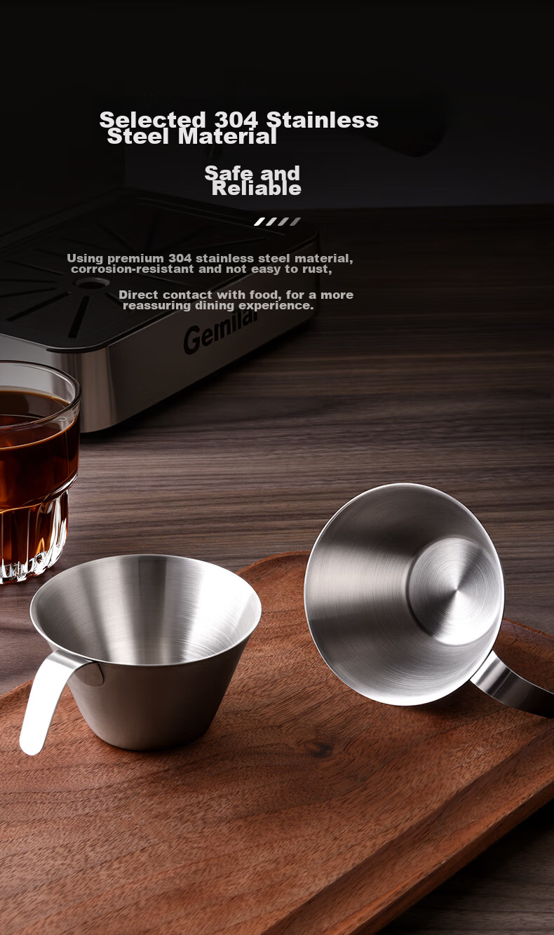 CLITON 304 Stainless Steel Coffee Extraction Cup with Scale, Small Milk Jug, Ounce Cup, Italian Espresso Measuring Cup, 100ml 6