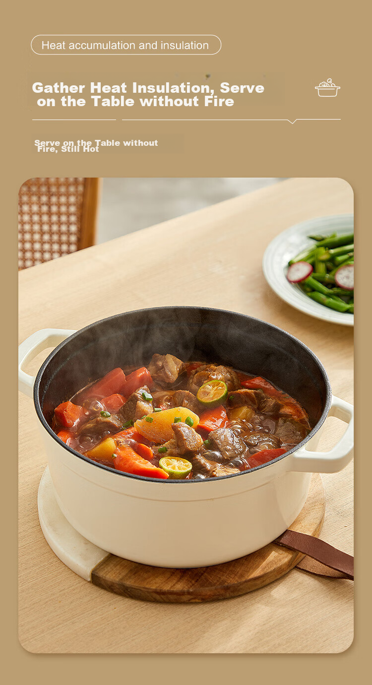 SUPOR Enamel Cast Iron Pot, 24cm Soup Pot, Stew Pot, Tea White, ET24MF01-C 10