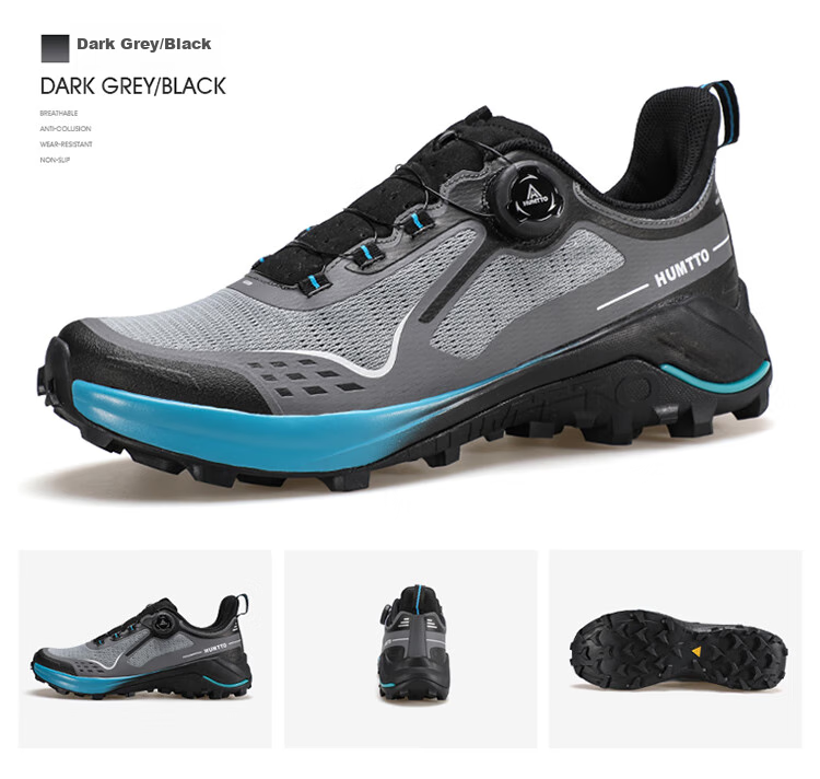 HUMTTO Mesh Hiking Shoes with Rotary Buckle Quick-Release System, Comfortable Breathable Outdoor Trekking Shoes for Men, Light Blue/dark Blue, Size 41 9