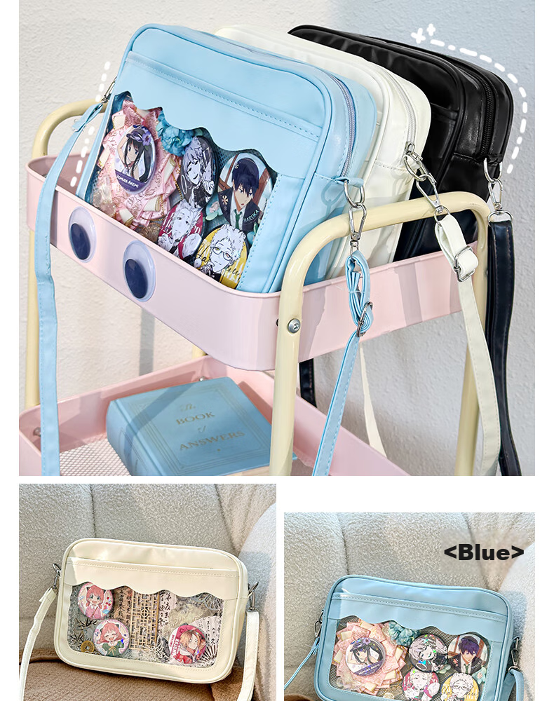 Sannianerban Transparent Pencil Case, Small Capacity, Transparent Pencil Pouch, Pain Bag, Stationery Bag for Female Students, New Niche Pencil Case Design, Anime Style Pencil Holder, Christmas Gift, Blue 3