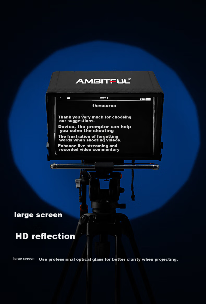 AMBITFUL Large Screen Teleprompter for Live Streaming, Compatible with Smartphones, Tablets, DSLR Cameras, Mirrorless Cameras, Portable Large-Sized Speech Aid for Presenters And Hosts 4