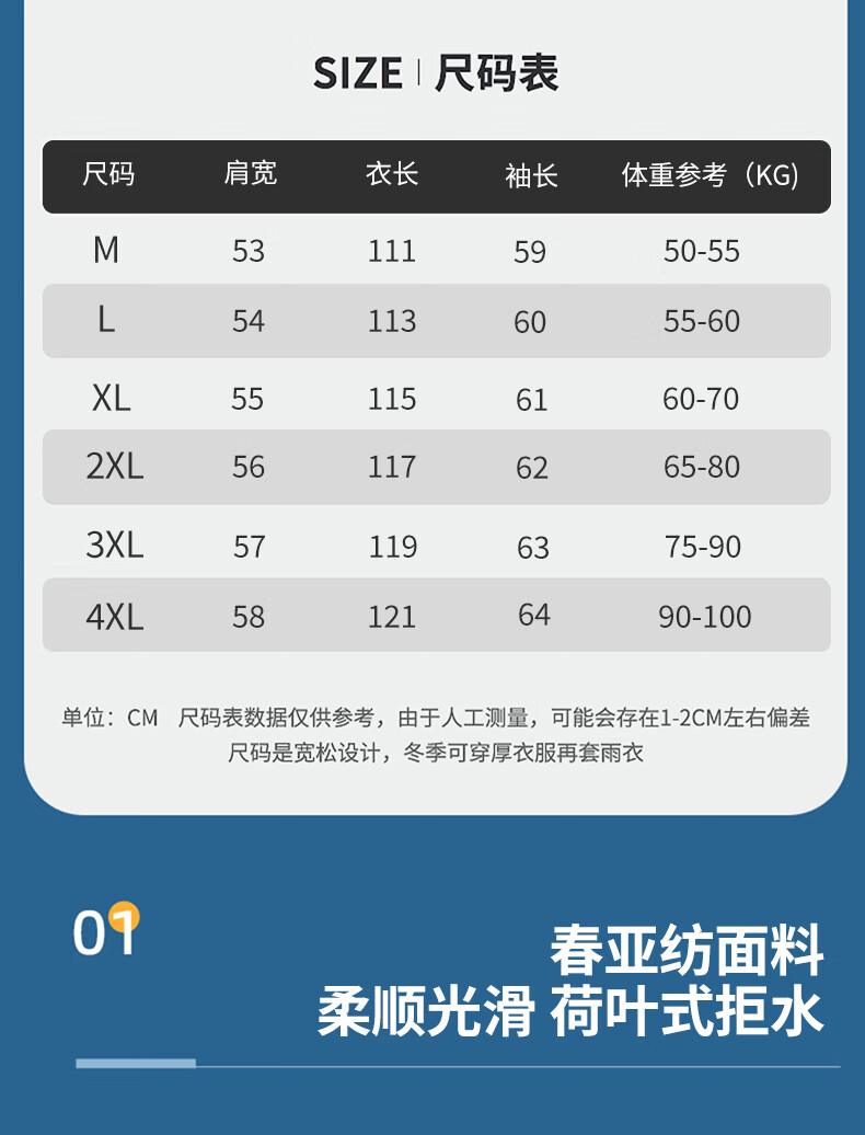 Caiyile Long Raincoat Adult Heavy Rain Flood Outdoor Construction Safety Reflective Work Rain Poncho Long Black 3XL 4