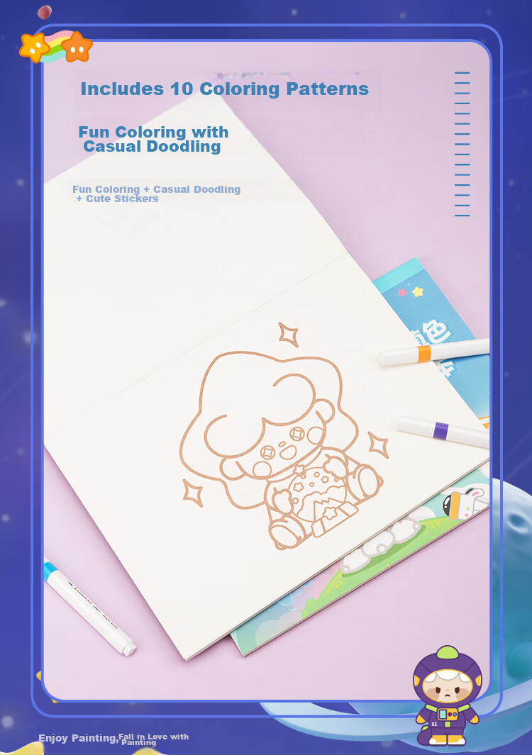 COMIX Mini World Thickened Picture Book, Children's Drawing Book, Large Size for Kindergarten And Elementary School Students, Hand-Drawn Doodle Book, A4/30 Pages/6 Books Set, MWCH0201 1
