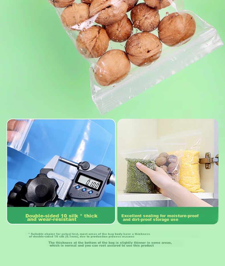 Yessel Food Self-Sealing Bags, Thickened No. 7, 14*20CM, 300 Pieces, Storage Sealed Packaging Bags 8