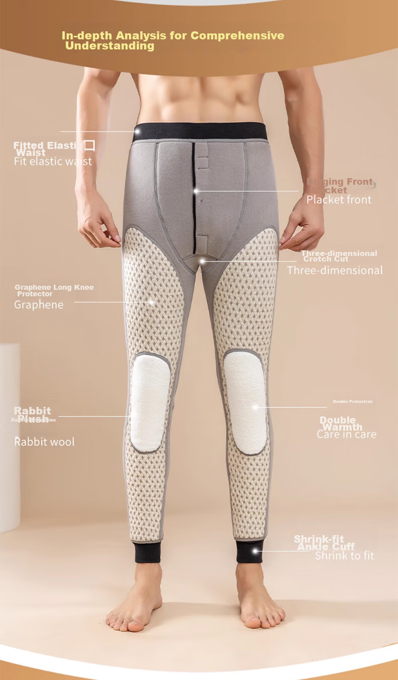 LangSha Thermal Underwear for Men [2026 Fall New Arrival], Fleece-Lined Thick Graphene Knee Protection Base Layer Pants, Extra Thick Cotton Pants for Northeast China 3