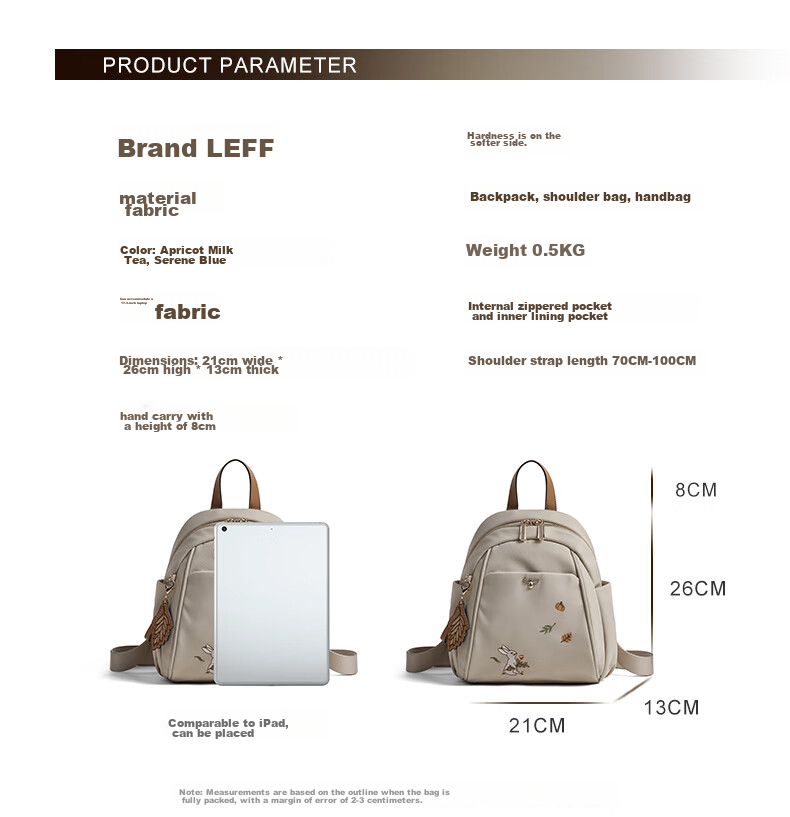 Laifu Xiaomifeng Embroidered Backpack for Women, Korean-Style Fashionable Commuter Travel Canvas Small Backpack 6