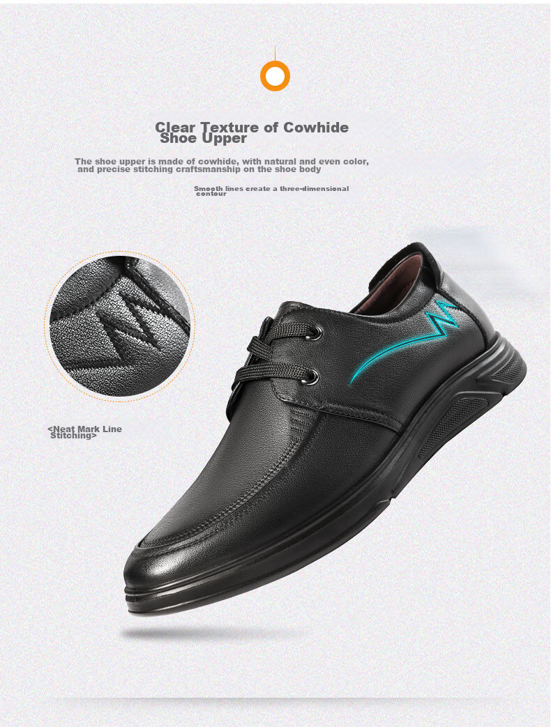LAORENTOU Men's Leather Shoes, Spring And Autumn Business Casual Shoes, Top-Layer Cowhide Lace-Up Wear-Resistant Non-Slip Men's Shoes LA12049 Black 42 9