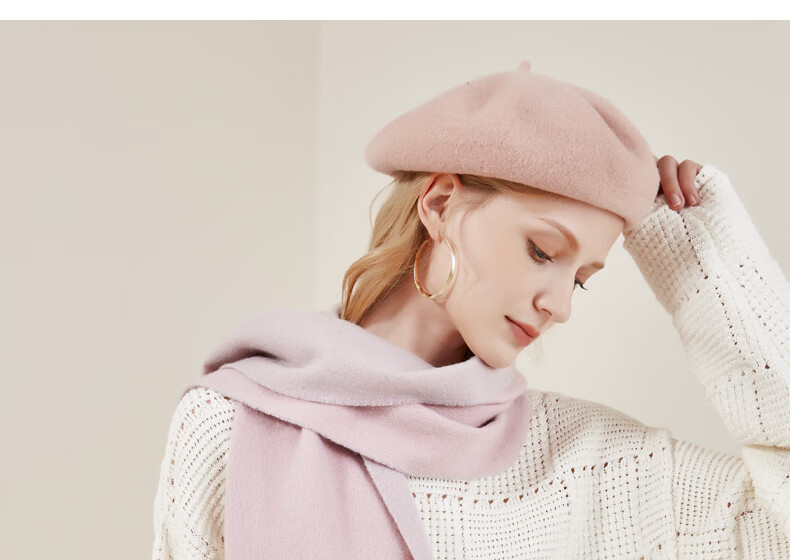 ELLE [Gift Box] 100% Wool Scarf for Women, Double-Sided Autumn And Winter Thick Warm Shawl Neck Wrap Gift Mid-Autumn Festival 23