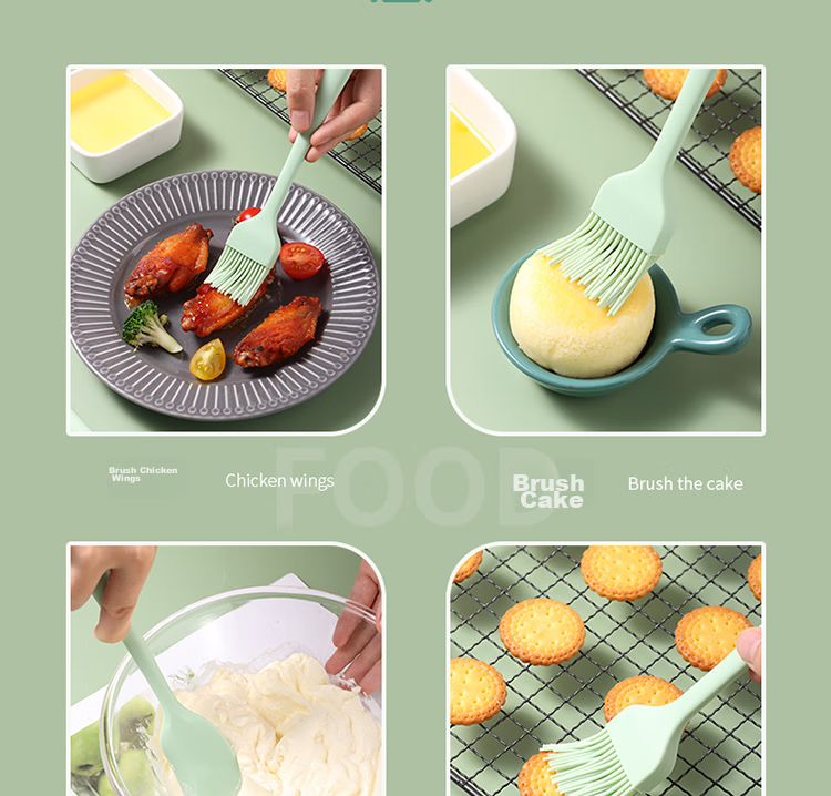 BJ Silicone Scraper, Oil Brush, Egg Beater, Stainless Steel Strainer, Spatula, Four-In Set, Baking Tools 14