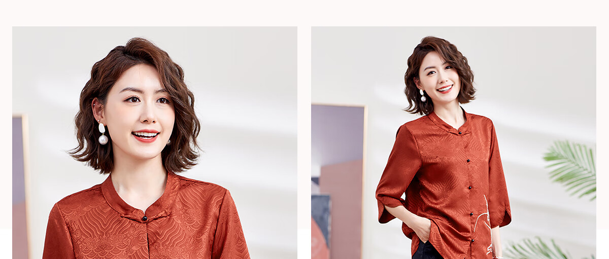 Yuzhaolin Mom's National Style Three-Quarter Sleeve Suit Middle-aged and Elderly Women's Clothing Grandma Clothes Y244A1800 13