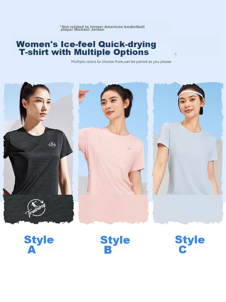 QIAODAN Women's Short-Sleeve T-Shirt, Summer Breathable Quick-Dry Round Neck Sports Running T-Shirt Top for Wome 1