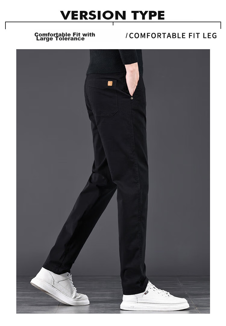 JEEP High-End Men's Casual Pants, New Spring 2026 Style, Loose Straight-Leg, Light Business Pure Cotton Trousers for Me 4