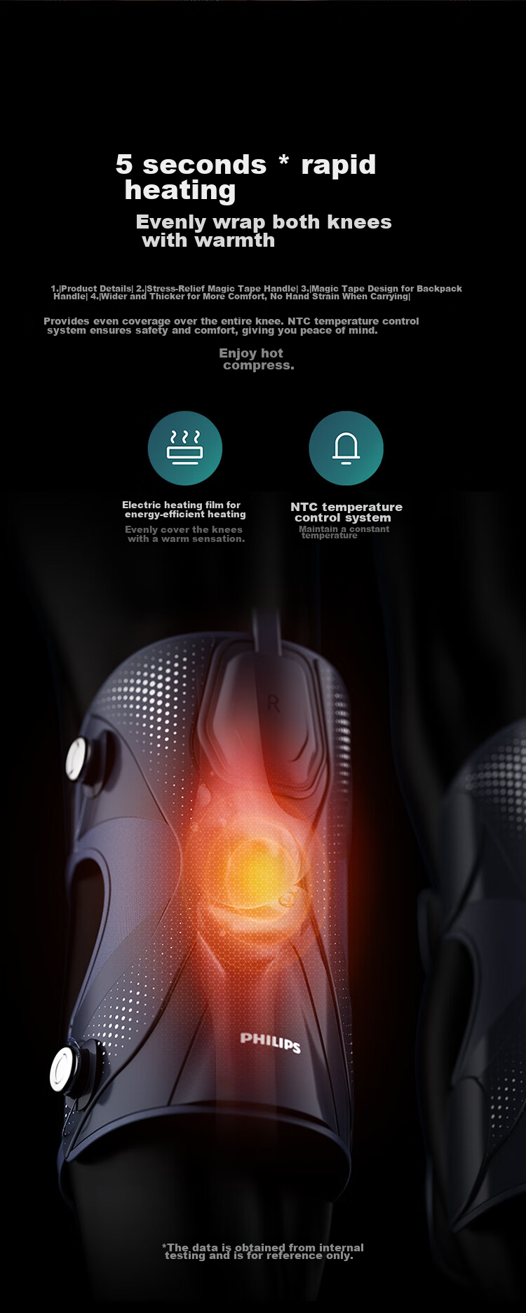 PHILIPS [Mid-Autumn Festival Gift] Knee Massager, Sports Massager, Cold-Resistant Knee Care Device, Airbag Knee Joint Heating Pad, Airbag Massage 5202L Birthday Gift for Parents 8