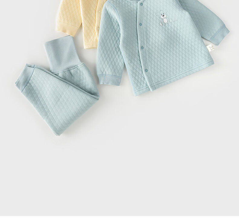 Huanxixiaoxiong Baby Clothes, Infant Winter Underwear Set, Children's Pajamas, Autumn And Winter Three-Layer Warm Pure Cotton, Belly Protection, High-Waist Set 4