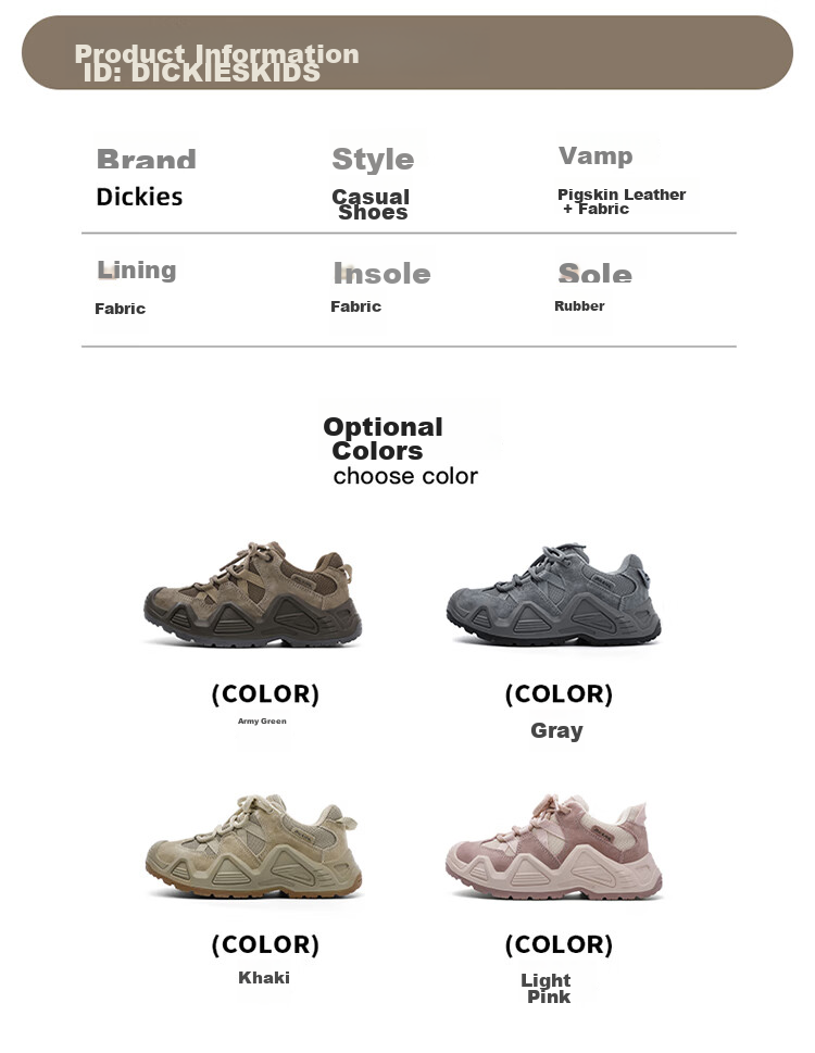 Dickies Children's Shoes, Spring And Summer New Running Shoes, Casual Shoes for Young Boys, Travel Shoes, Durable Shock-Absorbing Hiking Sports Shoes for Boys 3