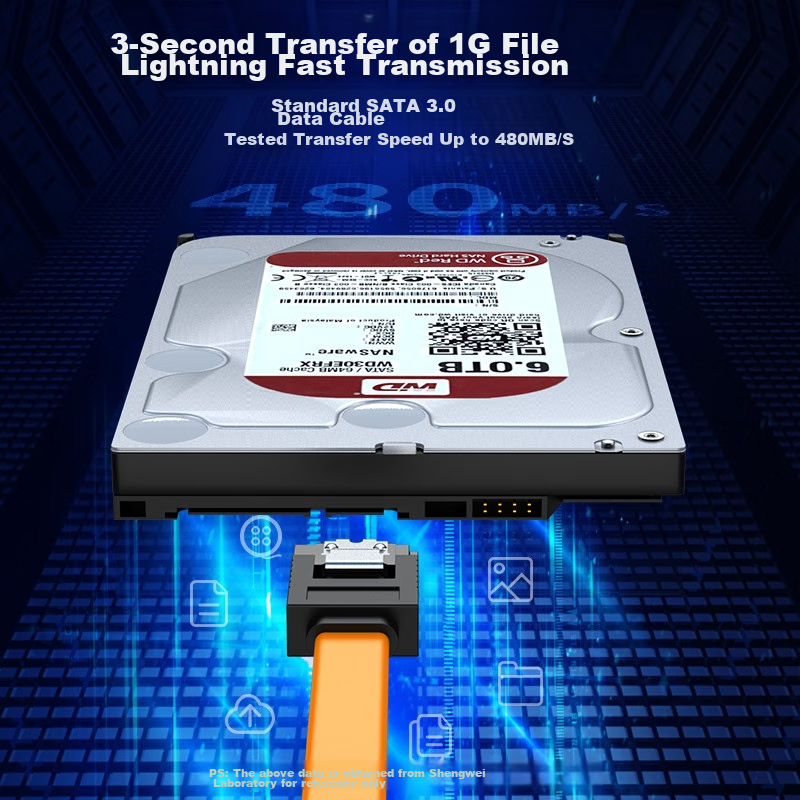 Кабель SATA 3.0 Shengwei SAT-110, 1 м, черный, с прямыми разъемами