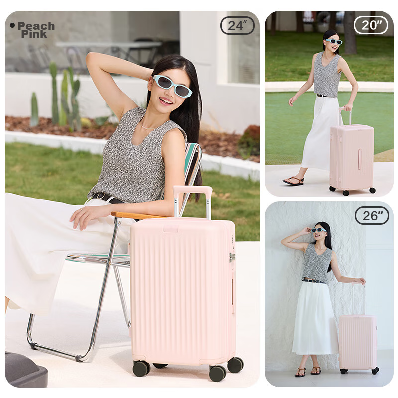JD Original "Hard Candy" Luggage, PC Large Deep Compartment Suitcase with Wheels for Men And Women, Travel Case, Peach Pink, 20 Inches