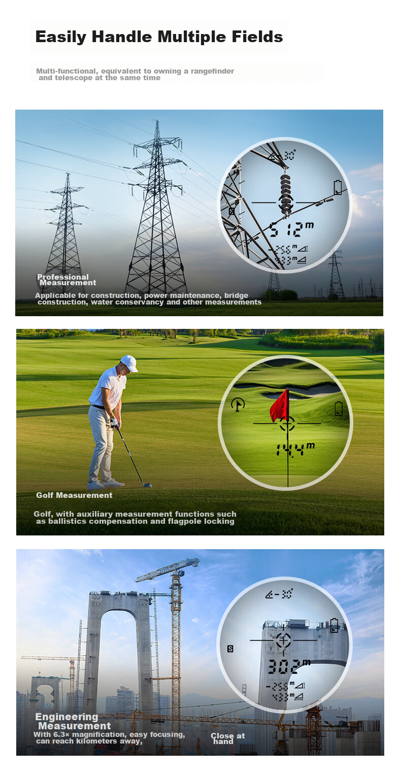 Shendawei Laser Rangefinder Telescope 1500m High Precision Outdoor Measuring Instrument Electronic Ruler Forestry SW-1500D 5