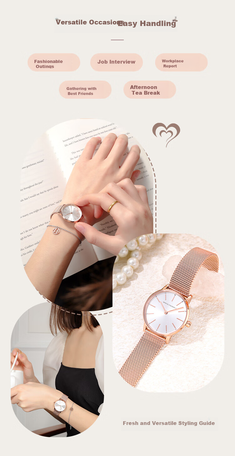 ARMANI EXCHANGE Women's Watch with Starry Sky Steel Strap Quartz Movement, Western-Style Wristwatch, Birthday Gift for Women AX7121 4