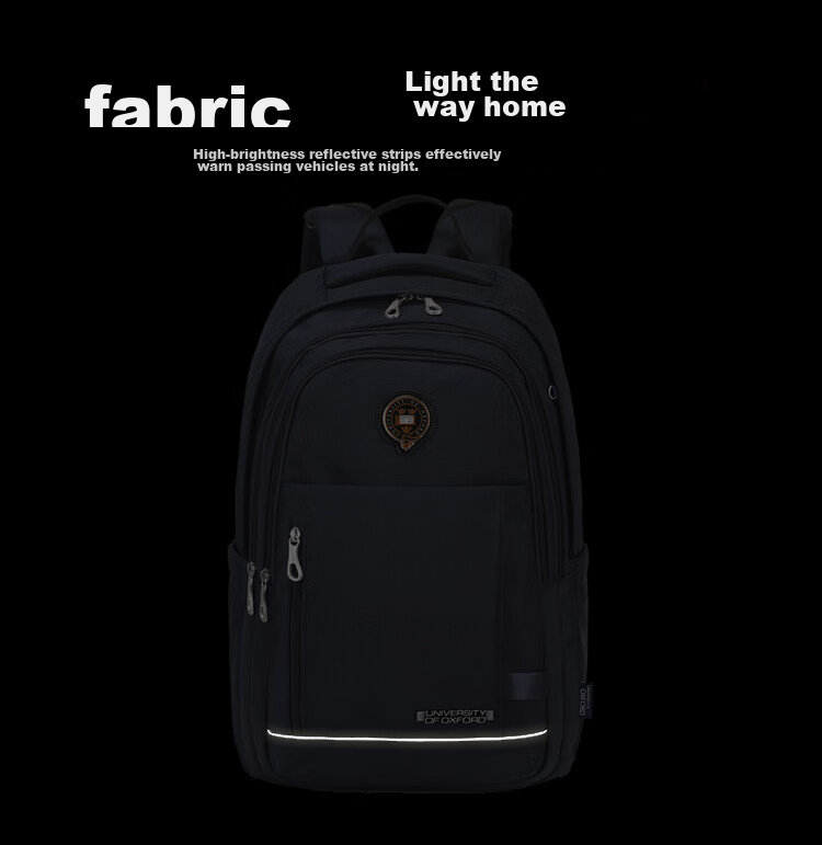UNIVERSITY OF OXFORD Backpack for Male And Female Middle School Students, High School Students, Lightweight Travel Backpack X1074 Black 30