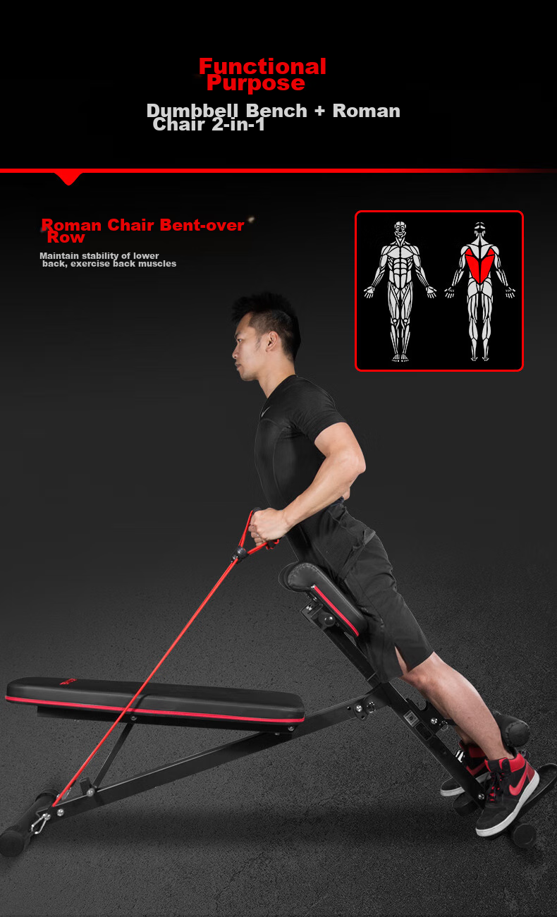 RIDO Roman Chair Adjustable Height Multi-Functional Dumbbell Bench for Home Gym Equipment TD35 9