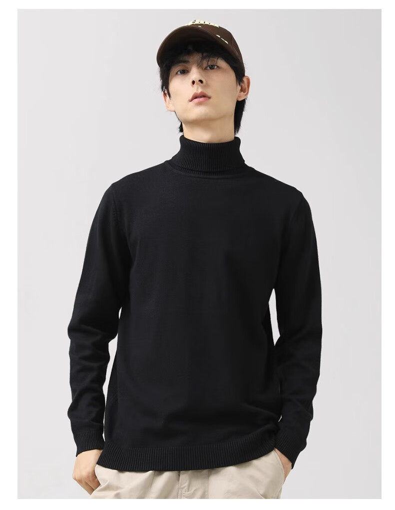 GENIOLAMODE Men's Turtleneck Sweater, Winter Fleece-Lined Thick Warm Inner Layer Knitted Base Shirt Clothing, Light Gray, 2XL 6