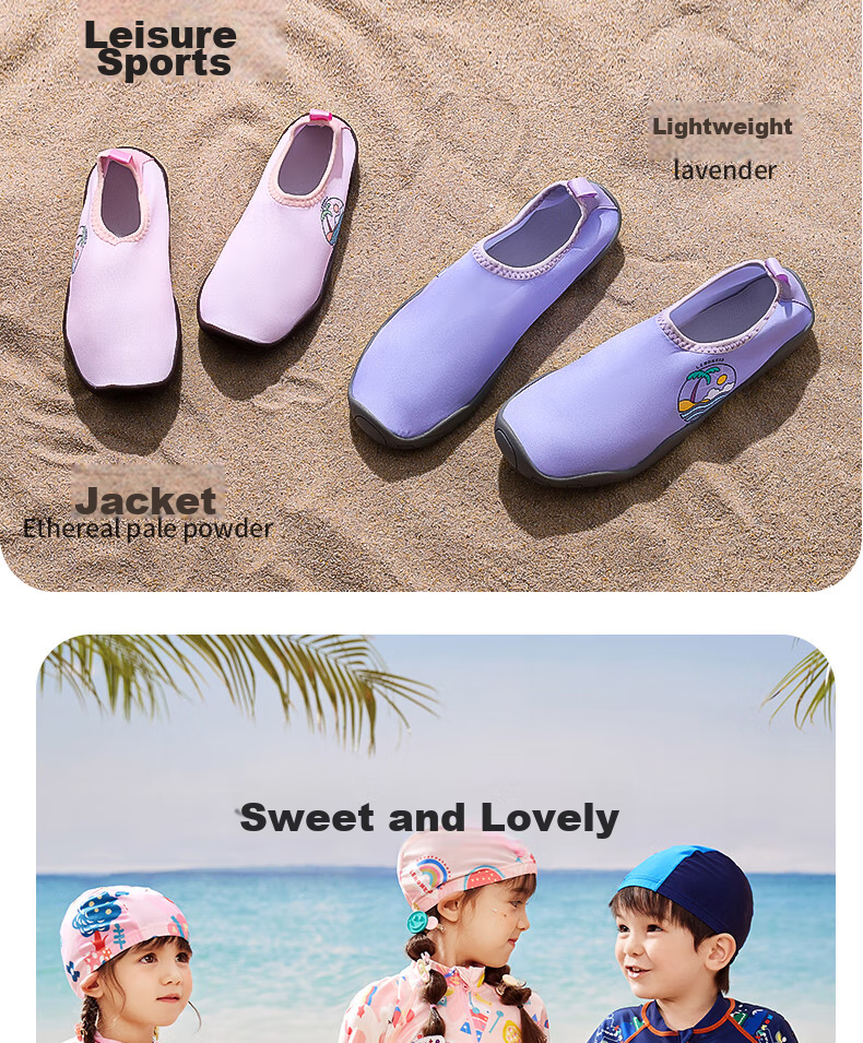 Lemonkid Children's Beach Shoes, Water Park Diving Swimming Shoes, Boys And Girls Soft-Soled Slippers, Cherry Pink Unicorn, Size 28/29 7