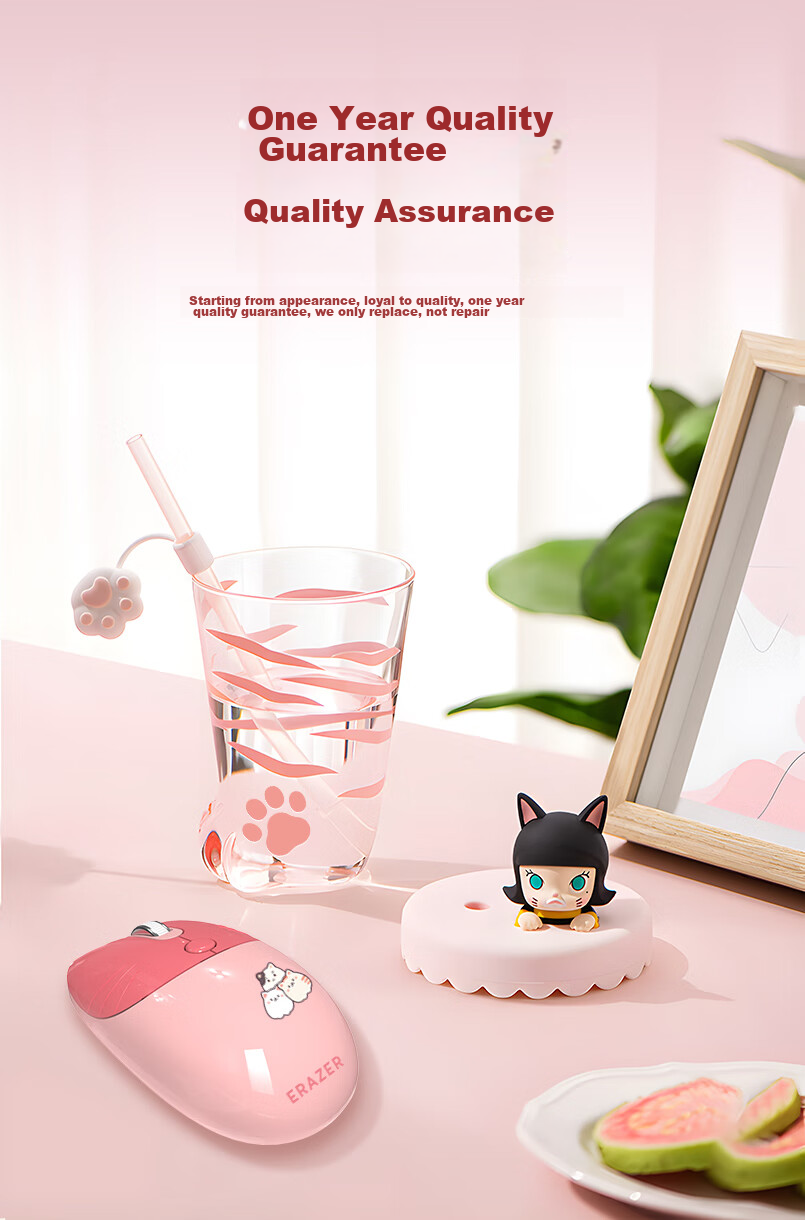 Lenovo Invests in Brand Yinengzhe Wireless Mouse, Quiet And Portable, Gift for Women, Compatible with Desktop/Lenovo Legion/XiaoXin Laptops, Cat Ear Peach Pink N521 3