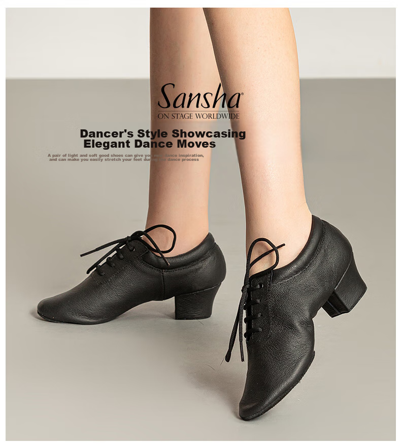 Sansha Ballroom Dance Soft-Soled Indoor Dance Shoes Latin Dance Shoes for Adult Women, National Standard, Black, Size 39 1