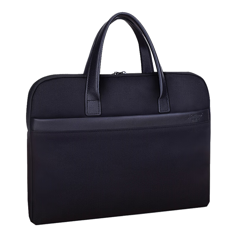 Bailiwen H8813 Black Handheld Thickened Laptop Bag, Business Briefcase, Large Capacity Commuter Bag, Document Bag, Men's Handbag, Conference Folder, Briefcase