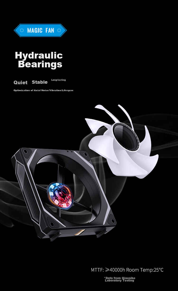 JONSBO ZL-120B Black Three-In Case Fan (Wired Splicing/5V3-Pin ARGB/PWM/Side & Hub Layered Mirror Effect) 8