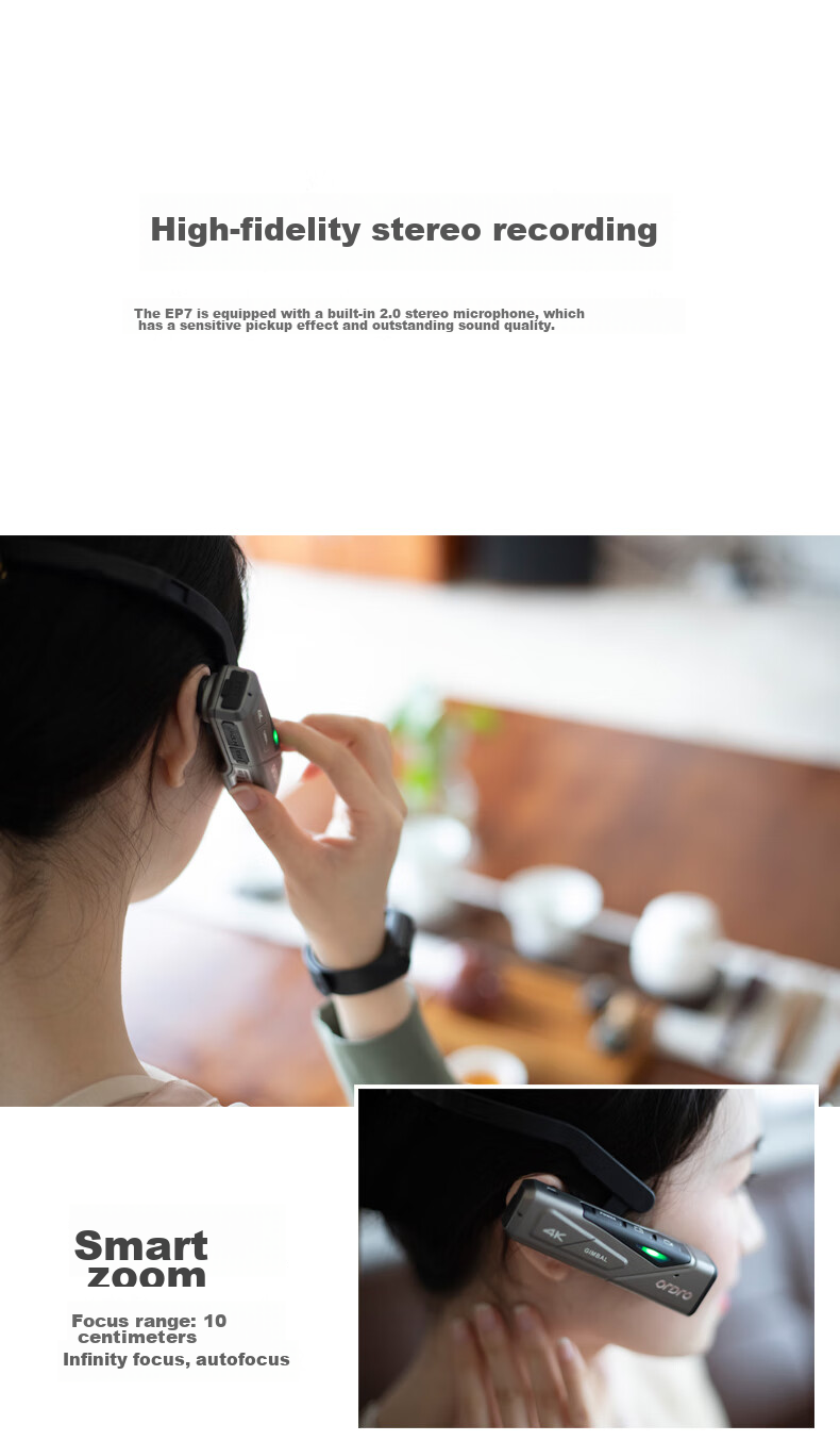 ORDRO EP7 Head-Mounted 4K Camera Action Camera HD Home Recorder Gimbal Stabilized Portable Recorder for TikTok Vlog Short Videos Cycling Live Streaming 11