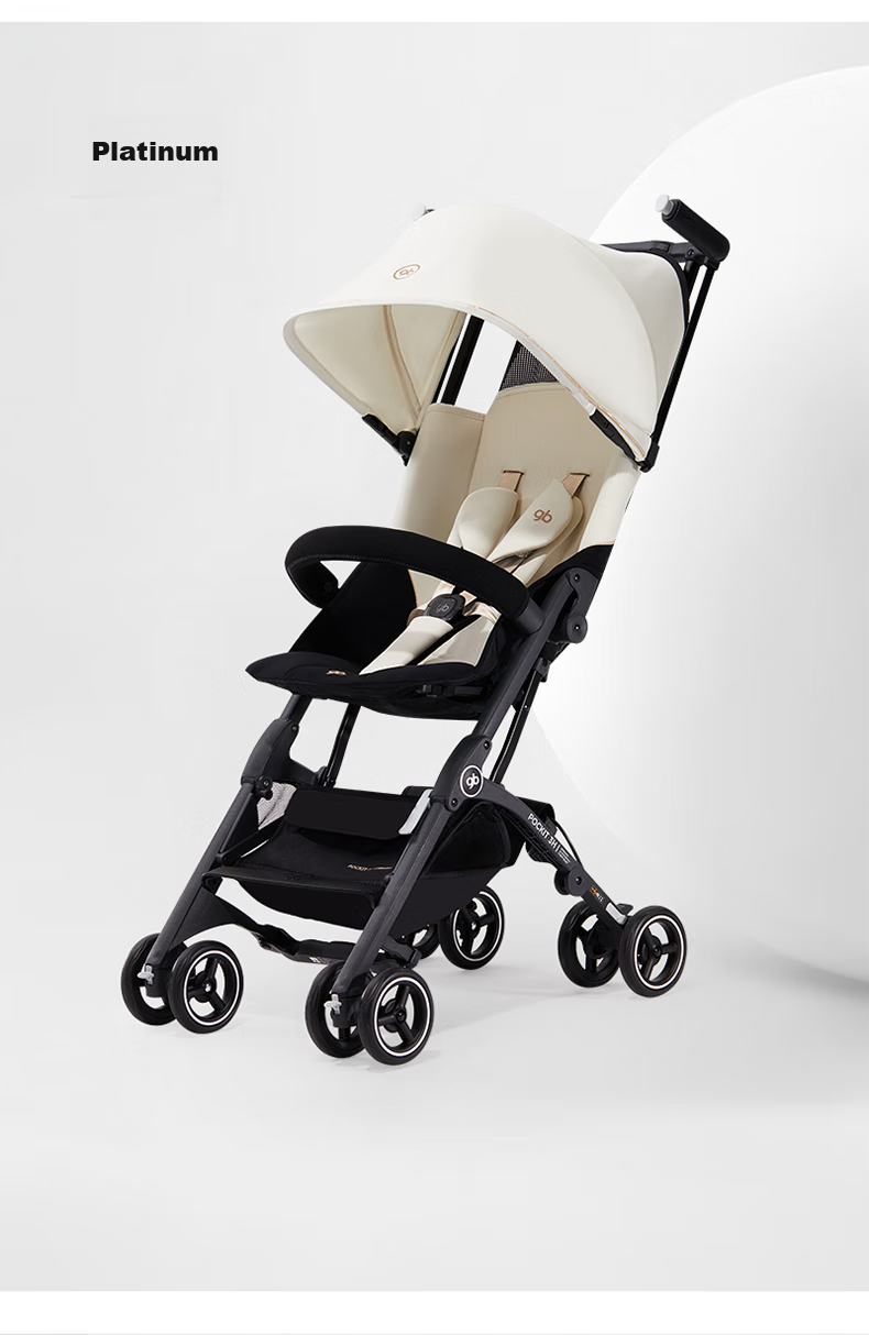 Gb Pocket Car® Stroller, Carry-On, Lightweight, Foldable, with Shock Absorption, Suitable for Babies 6 Months to 3 Years Old, Milk White 28