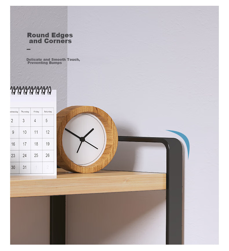 Anerya Desktop Bookshelf, Multi-Layer Iron Art Storage Rack for Books, Double-Layer Nordic Maple Wood - White Frame 40cm Long 15