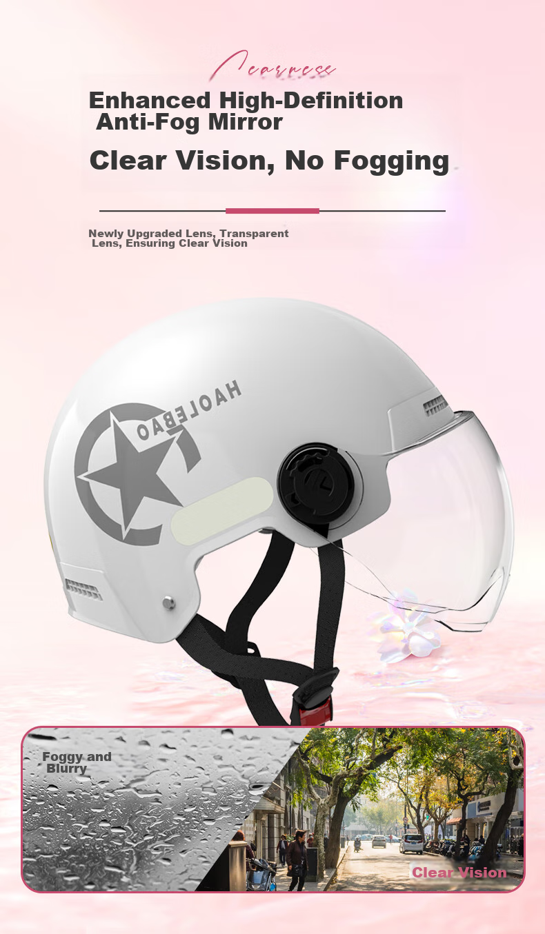 Haolebao New National Standard Class A 3C Certified Electric Bicycle Riding Helmet, Adult Universal Sun Protection And Rain Protection Harley Lightweight Half Helmet, Bright White 8