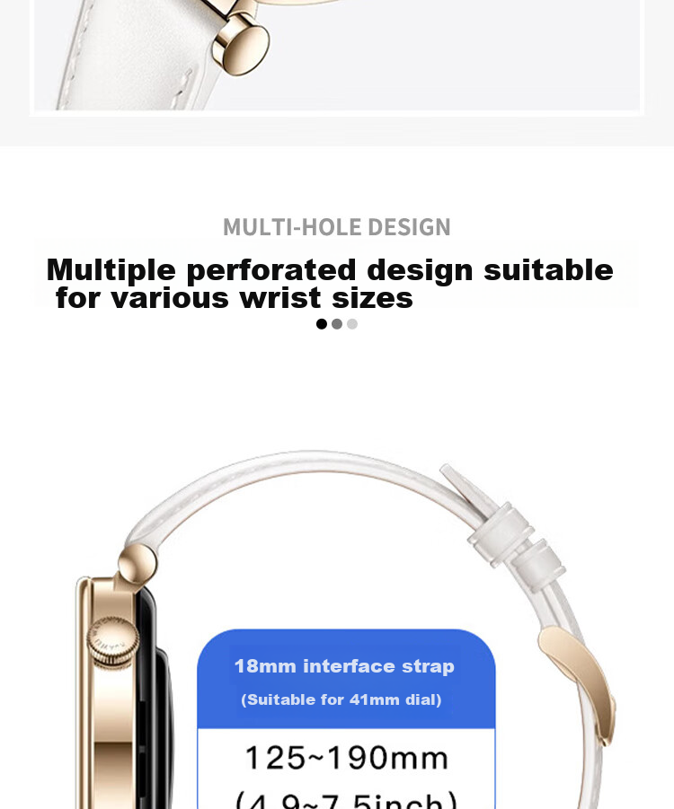 ESCASE Leather Watch Strap Compatible with Huawei Watch GT7/GT6/5Pro/5/4/Watch5, OPPO X3/X2mini Fashion Anti-Dirt 18MM [Beige] 4