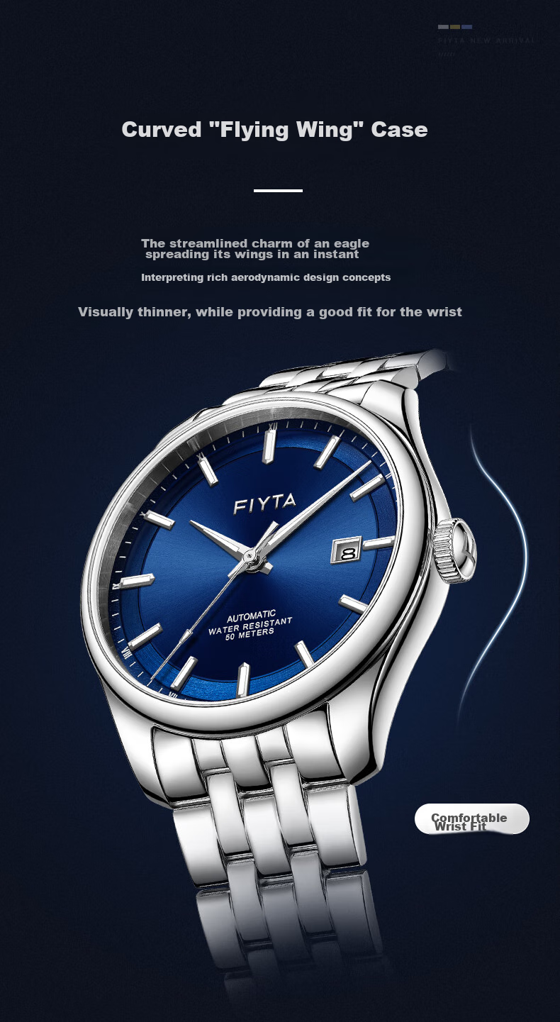 FIYTA Classic Series Automatic Mechanical Movement White Dial Steel Strap Women's Watch, Holiday Birthday Gift for Wife 5