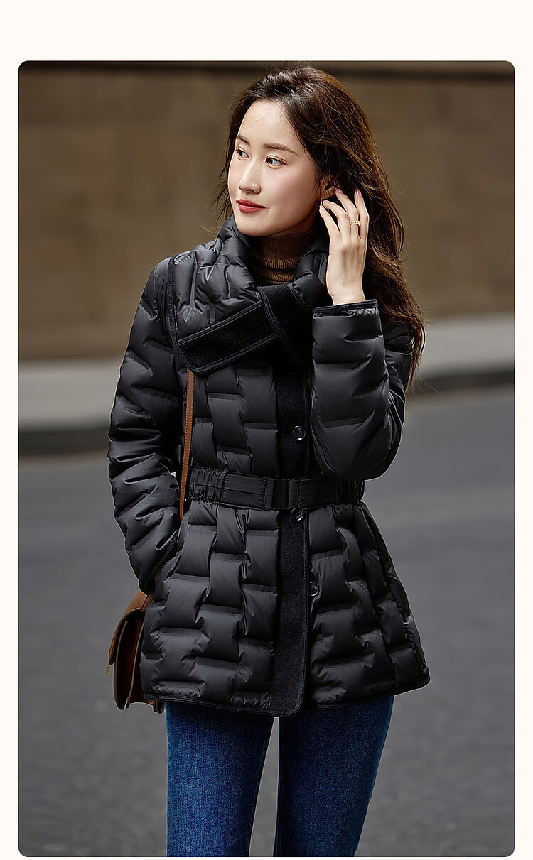 Dme [Black Pearl Edition Slim Waist] Winter Lightweight High Warmth 90% Duck Down Elastic Waistband Short Women's down Jacket 2
