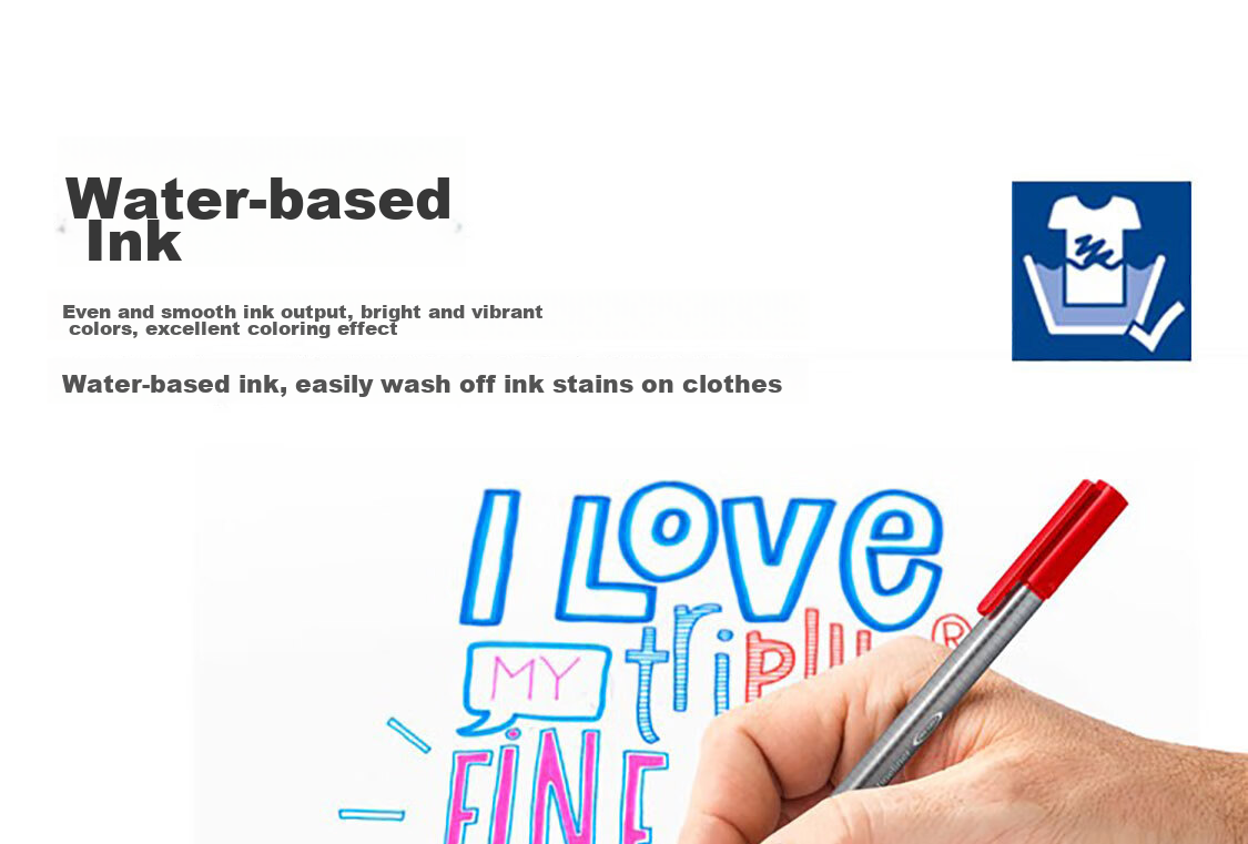 STAEDTLER Needle-Tip Pen, 0.3mm Fiber Tip, Water-Based Ink, Washable, Direct Liquid Signing Pen, Art Drawing Outlining Quick-Drying Pen, Black, 10 Pieces, 334-9 13