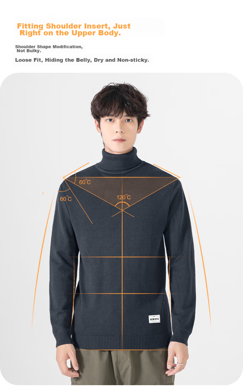 Warrior Men's Winter Turtleneck Warm Knit Sweater Loose Pullover Casual Sports Base Layer 4