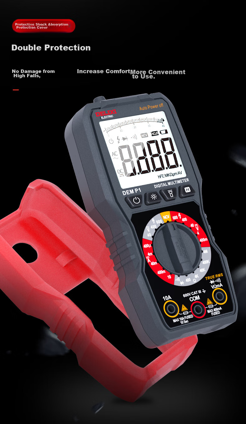 DELIXI ELECTRIC Multimeter 890C High Precision Household Anti-Burn Electrician Meter NCV Voltage Detector P3 Smart Multimeter P3 8