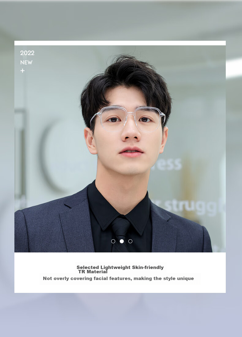 Jingbang Large Frame Myopia Glasses with Blue Light Protection, Transparent Frame Unisex Prescription Photochromic Eyeglasses 4