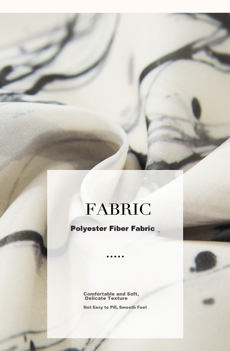 Dme [In Water One Side] Summer Chinese Style New Chinese Elegant Ink Wash Print Off-Shoulder Lightweight Concealing Women's Dress 9