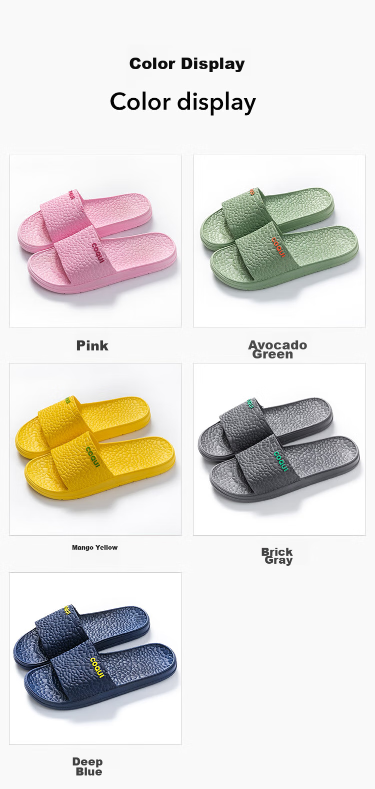 Coqui & Frog Collaboration High Elasticity Slippers Unisex Indoor Shower Sandals Malt Color Size 37-38 CQ2001 8