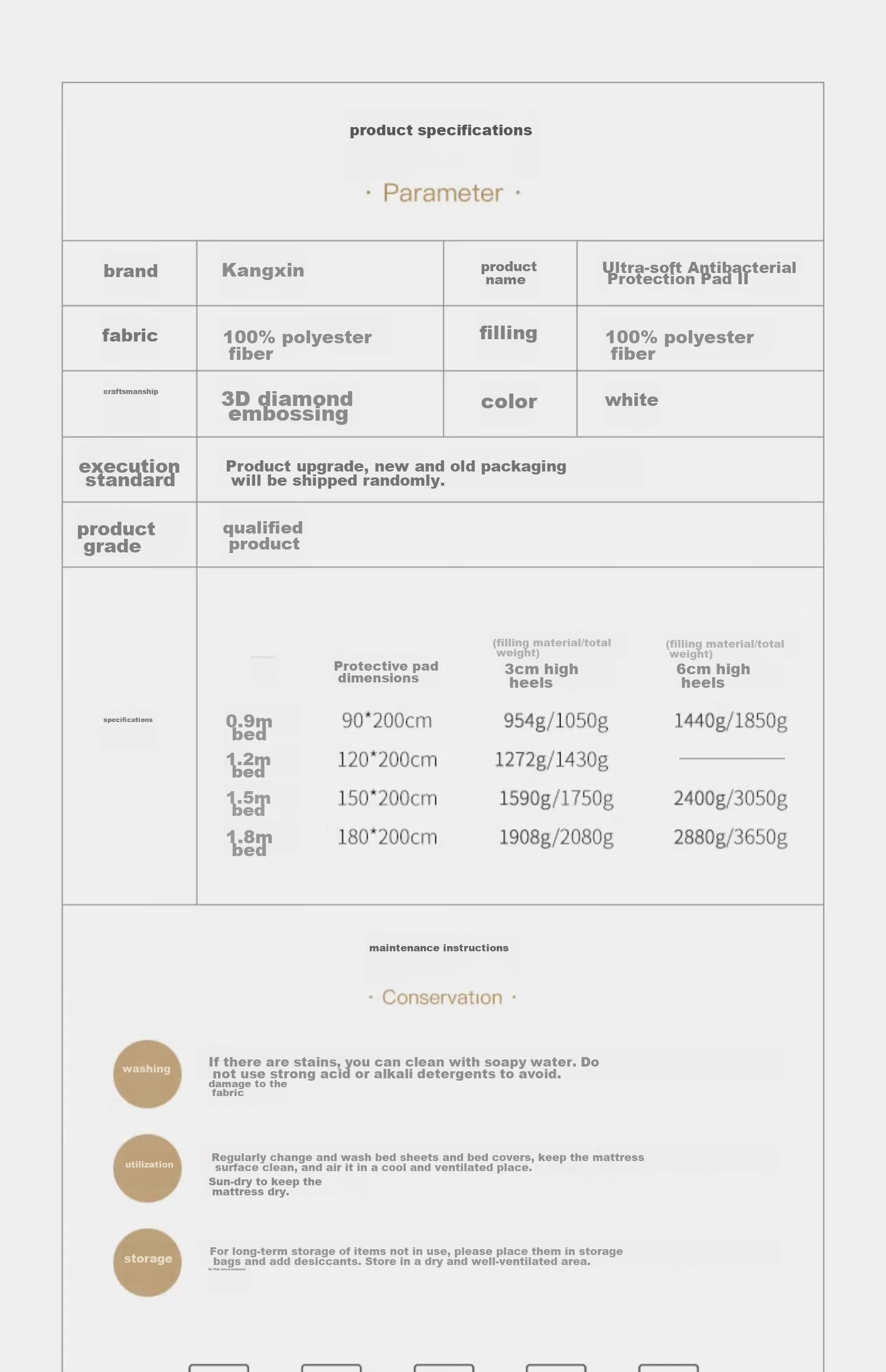 Canasin Hotel Mattress Pad, Thickened Foldable Non-Slip Protective Mat, Antibacterial Fiber Pad, Double Size 150*200cm + 3 11